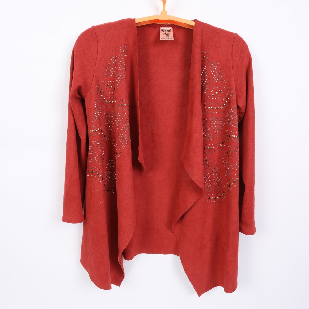 Vocal Waterfall Jacket Embellished Faux Suede
